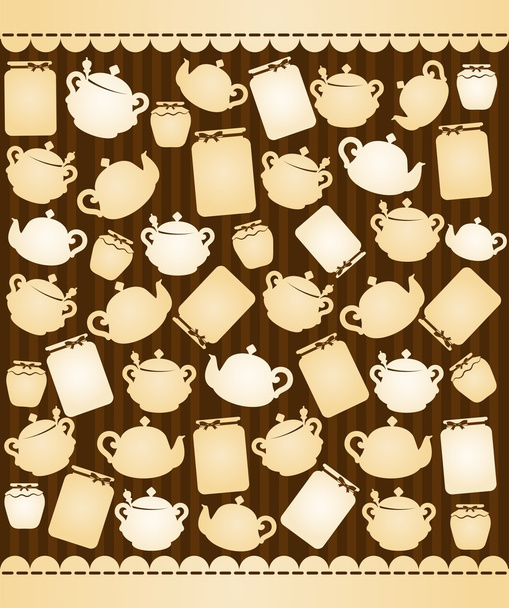 Illustration of vintage ceramic tea pots - Фото, изображение