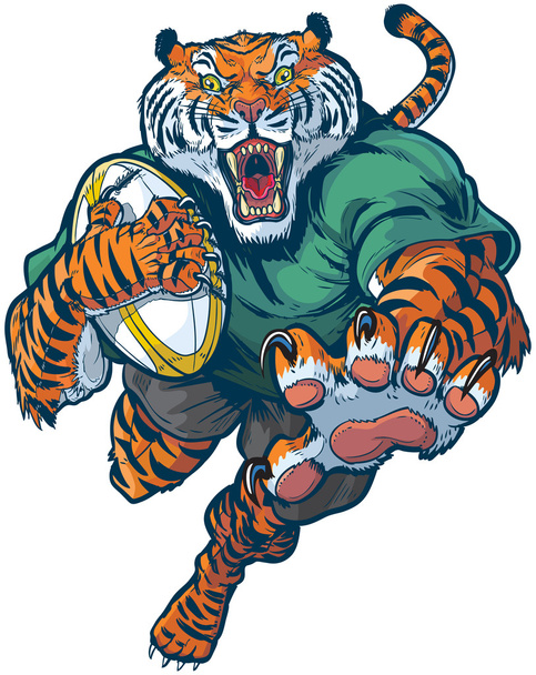 Tiger Rugby Mascota Vector Ilustración
 - Vector, imagen