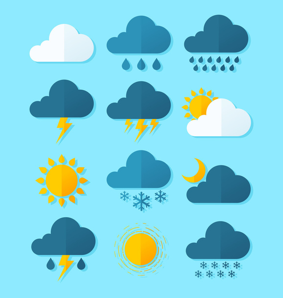conjunto de ícone meteorológico - Vetor, Imagem