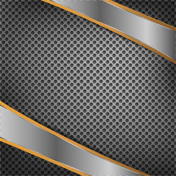 Two chrome plates on the dot metal background - Vector, imagen