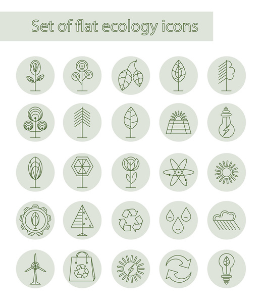 Set of flat ecology icons - Vector, Image