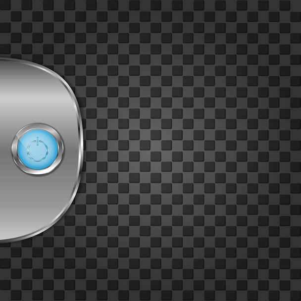 Start button on the metal chrome plate over square background - Vetor, Imagem