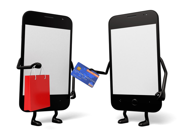 Κινητό τηλέφωνο, πιστωτική, κάρτα, πληρώνουν - Φωτογραφία, εικόνα