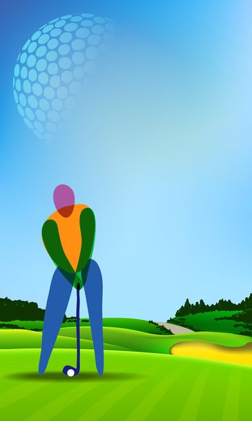 παίκτης γκολφ στο γήπεδο γκολφ - Διάνυσμα, εικόνα