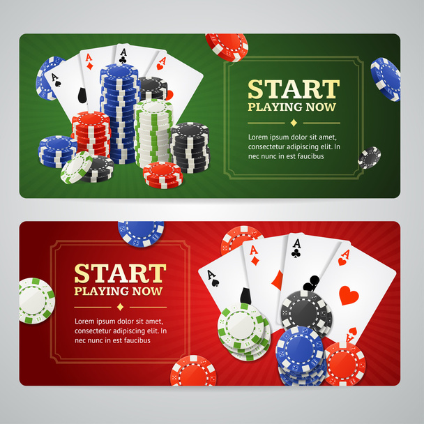 Poker Casino Banner Set. Vector - Vecteur, image