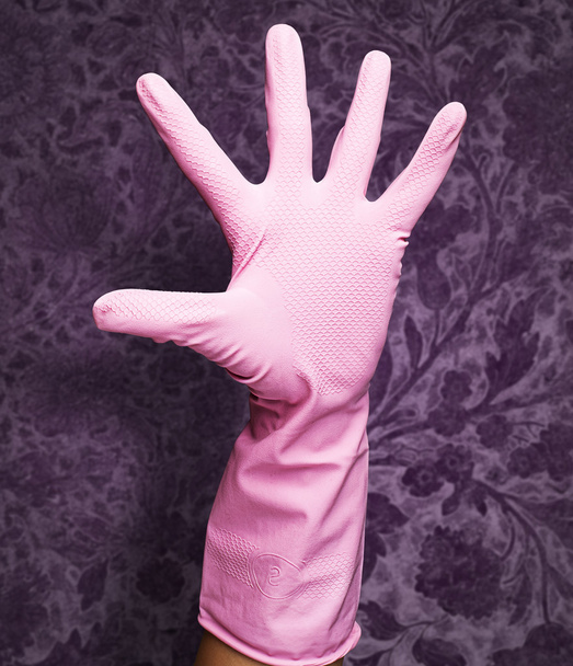 Guantes de goma rosa
 - Foto, Imagen