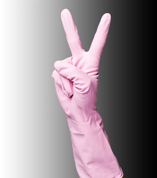 Luvas de limpeza rosa
 - Foto, Imagem