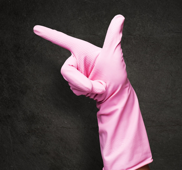 ピンクのゴム手袋 - 写真・画像
