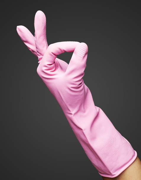 Guantes de goma rosa
 - Foto, imagen