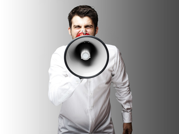 Man with megaphone - Фото, изображение