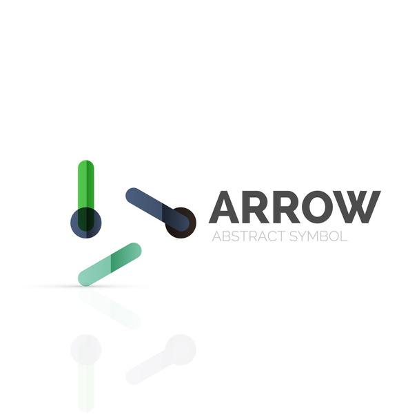 Linear arrow abstract logo, connected multicolored segments of lines in directional pointer figure - Vector, Image