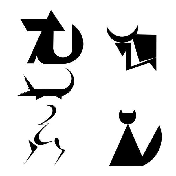 Ensemble de silhouettes animales dans un style simple, isolées sur du b blanc
 - Vecteur, image
