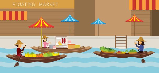 Floating Market, Boat, Travel - Vector, Image