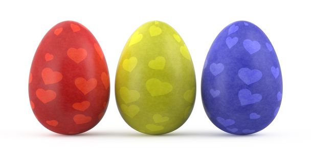 Beyaz arkaplanda izole edilmiş renkli paskalya yumurtaları - Fotoğraf, Görsel