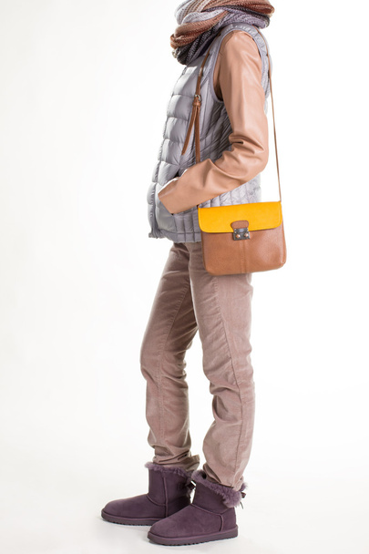 Woolen scarf and bicolor purse. - Photo, Image
