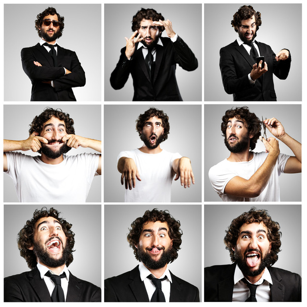 Young crazy business man joking collection - Photo, Image