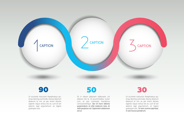 Інфографічний векторний банер з 3 кроками. Сфери кольорів, кульки, бульбашки. Шаблон інфографіки
. - Вектор, зображення
