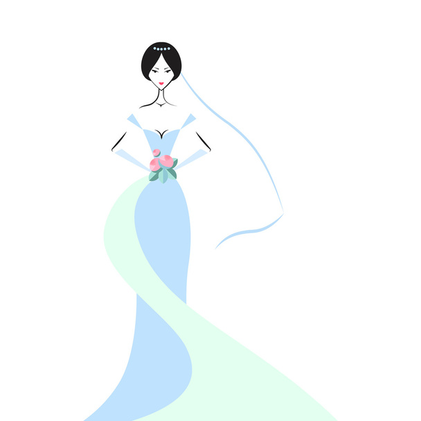 woman in the wedding dress - Vector, Image