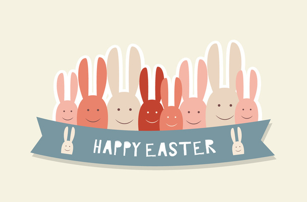 card with Easter bunnies - Vector, Image