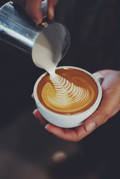 coffee latte art in coffee shop - Φωτογραφία, εικόνα