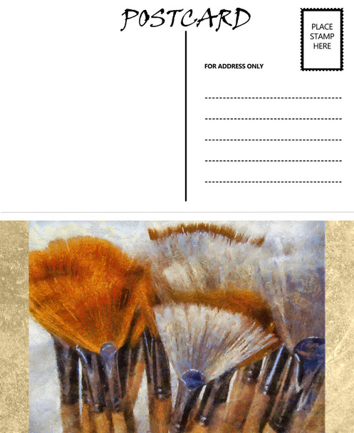 Plantilla postal vacía en blanco Artista Pinceles Imagen
 - Foto, Imagen