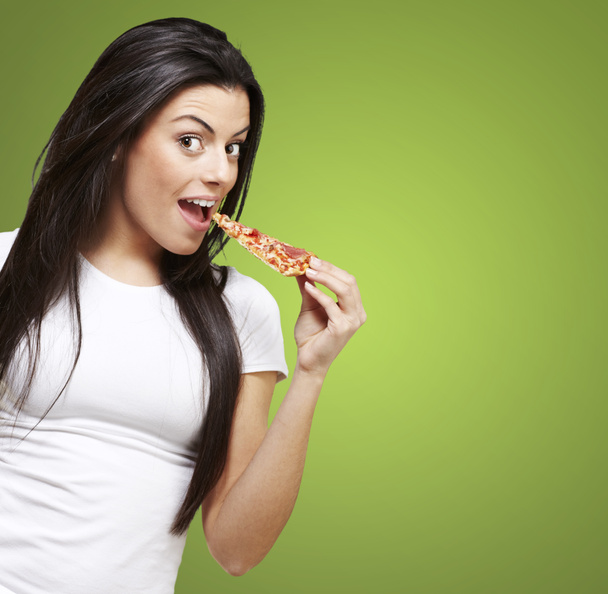 donna mangiare pizza - Foto, immagini