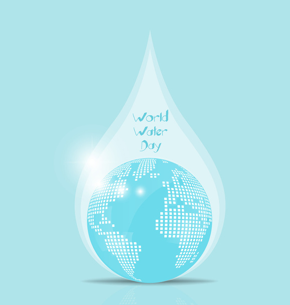 Weltwassertagskonzept mit Wassertropfen made by globe. Vektor il - Vektor, Bild