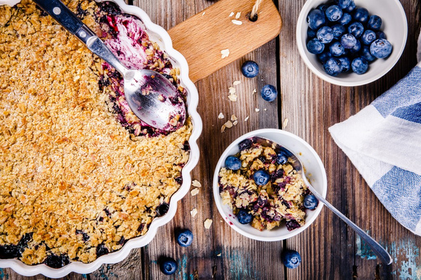 homemade blueberry crumble with oatmeal - Photo, Image