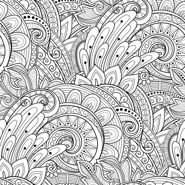 Seamless Monochrome Floral Pattern - Вектор,изображение