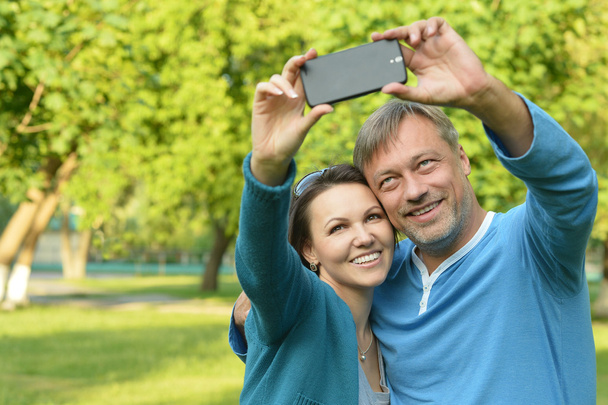 family taking selfie in park - Foto, Bild