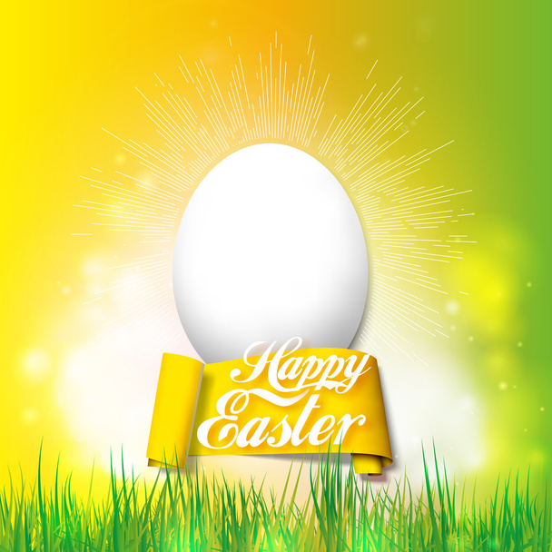 Happy easter card with egg. Bright spring vector background - Διάνυσμα, εικόνα
