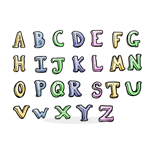 cartoon illustration of alphabet - Vector, Image
