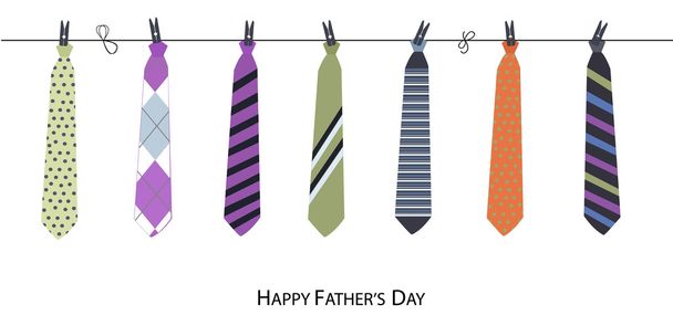 Happy Father's Day wenskaart met hangende stropdas vector - Vector, afbeelding