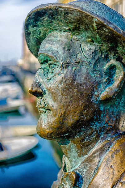 James Joyce πρόσωπο άγαλμα στην Τεργέστη, Ιταλία - Φωτογραφία, εικόνα