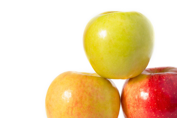Three colour apples on white - Photo, Image