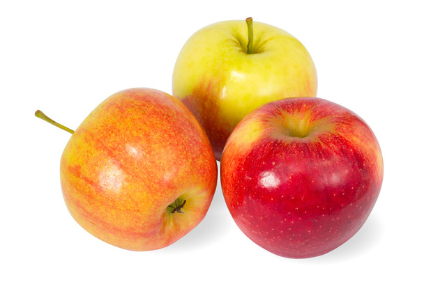 Three colour apples on white - Photo, Image