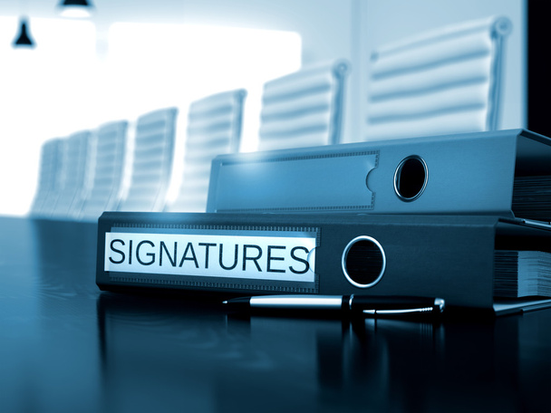 Signatures on File Folder. Blurred Image. - Photo, Image
