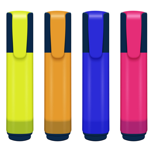 conjunto vetorial de marcadores coloridos em um fundo branco
 - Vetor, Imagem