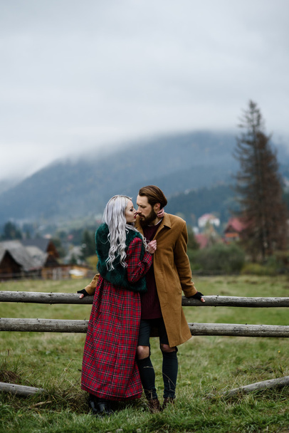 pair of lovers in the Carpathian mountains - Photo, image