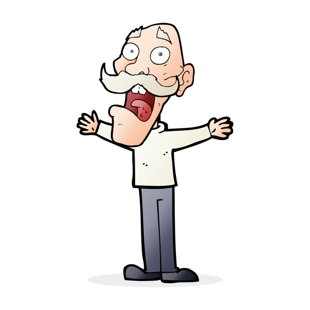 cartoon stressed old man - Vector, Image