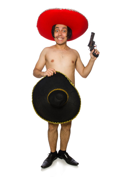 Hombre mexicano desnudo aislado en blanco - Foto, imagen
