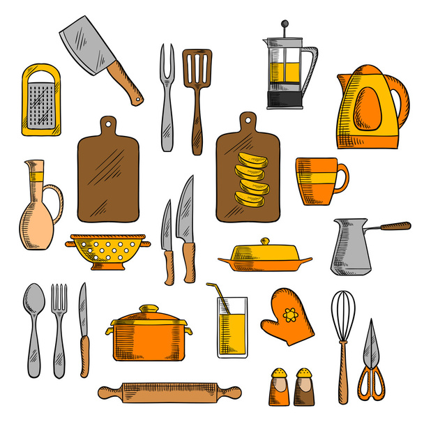 Utensilios de cocina e iconos de utensilios de cocina
 - Vector, Imagen