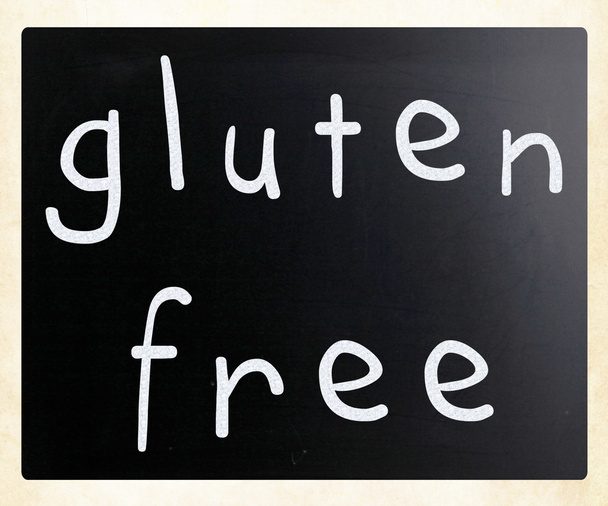 glutenfreie Ernährung - handgeschrieben mit weißer Kreide auf einer Bla - Foto, Bild