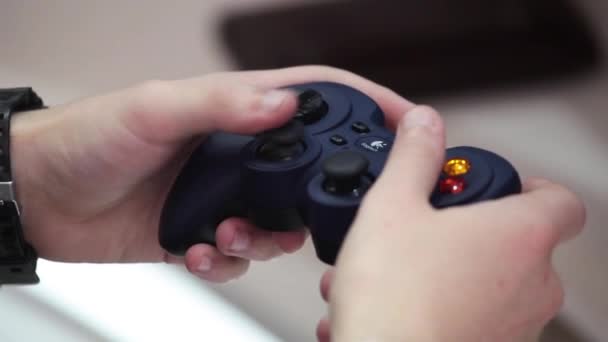 Playing video game with joystick - Footage, Video