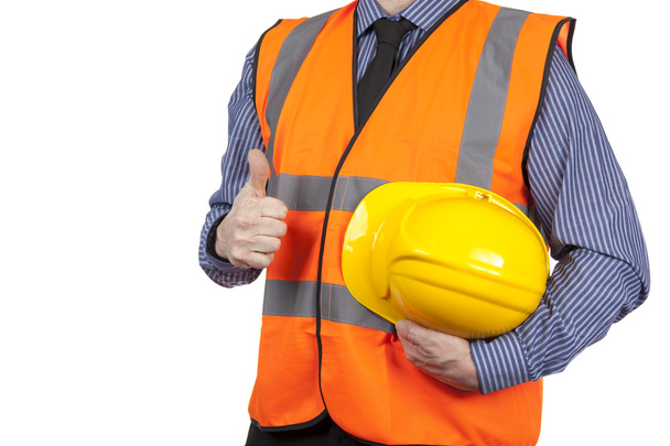 Building Surveyor in orange visibility vest giving the thumbs up - Photo, Image