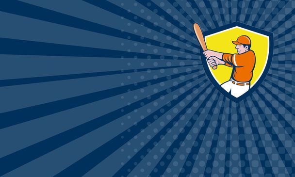 Vizitka baseballový hráč těsto Swinging Bat Crest kreslený - Fotografie, Obrázek