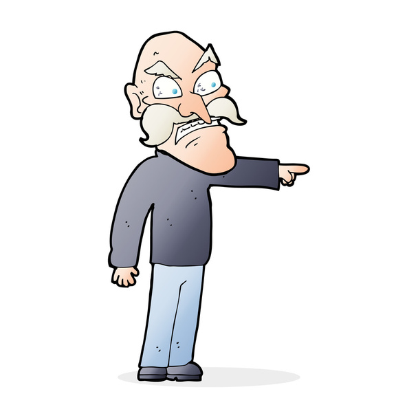 cartoon furious old man - Vector, afbeelding