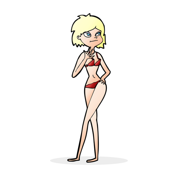 cartoon woman in bikini - Vector, Image