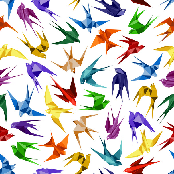 Origami paper swallows seamless pattern - Vektor, kép