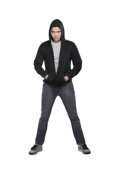 asian man in hoodie with hands in pockets - Foto, Imagem
